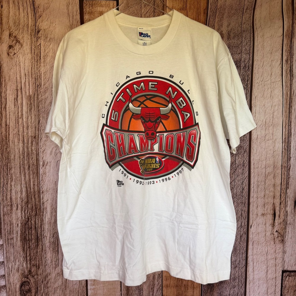 Chicago Bulls Vintage Tee 1990s Pro Player White USA NBA Finals Champions XL